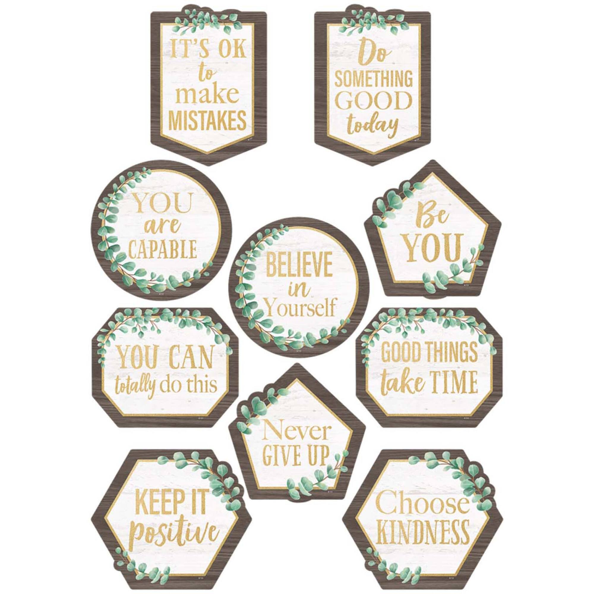 Teacher Created Resources Eucalyptus Positive Sayings Accents, 3 Packs of 30